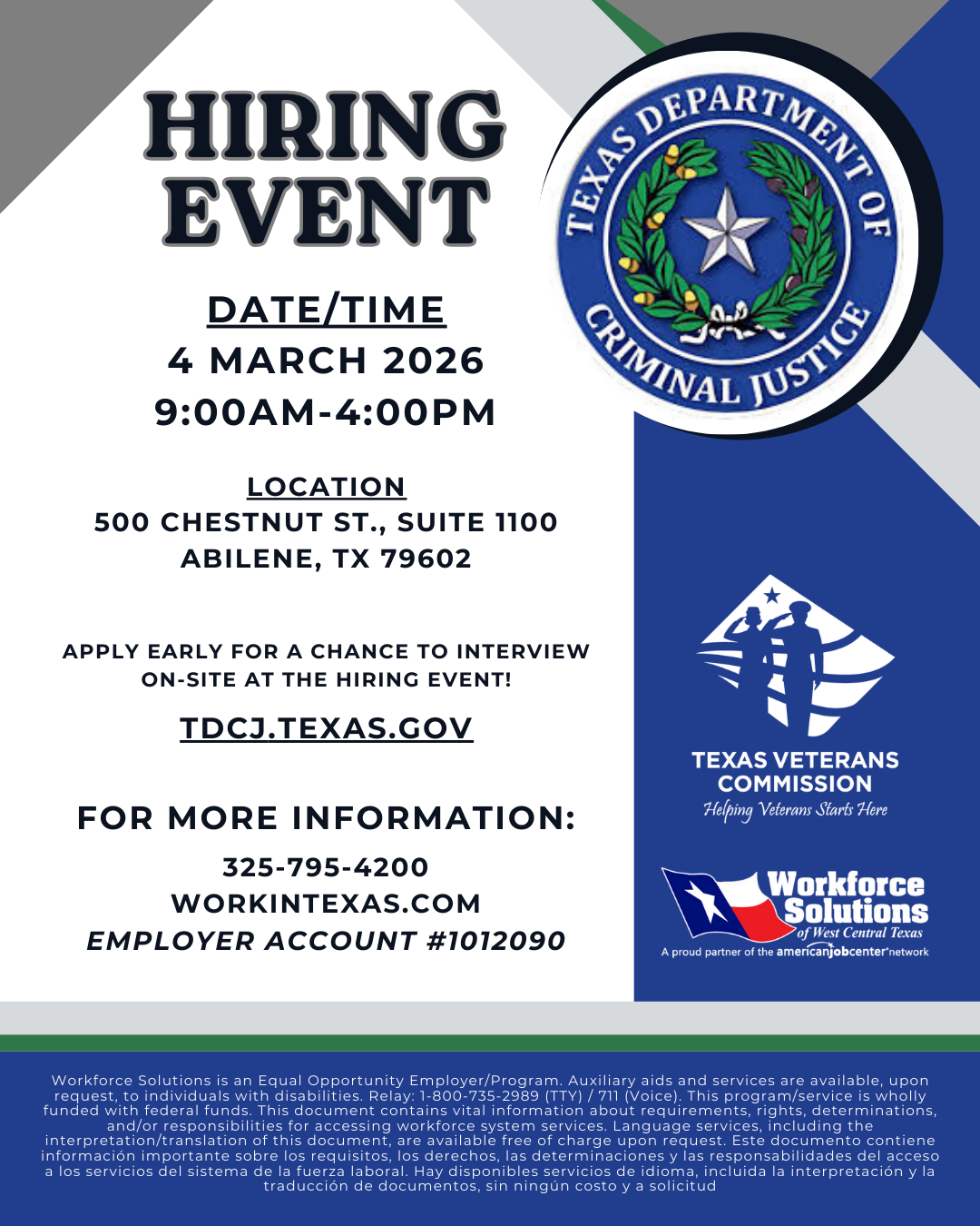 Texas Department of Criminal Justice Flyer